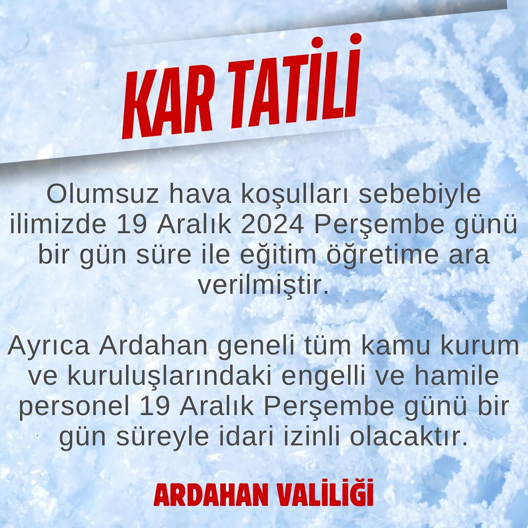KAR TATİLİ DUYURUSU