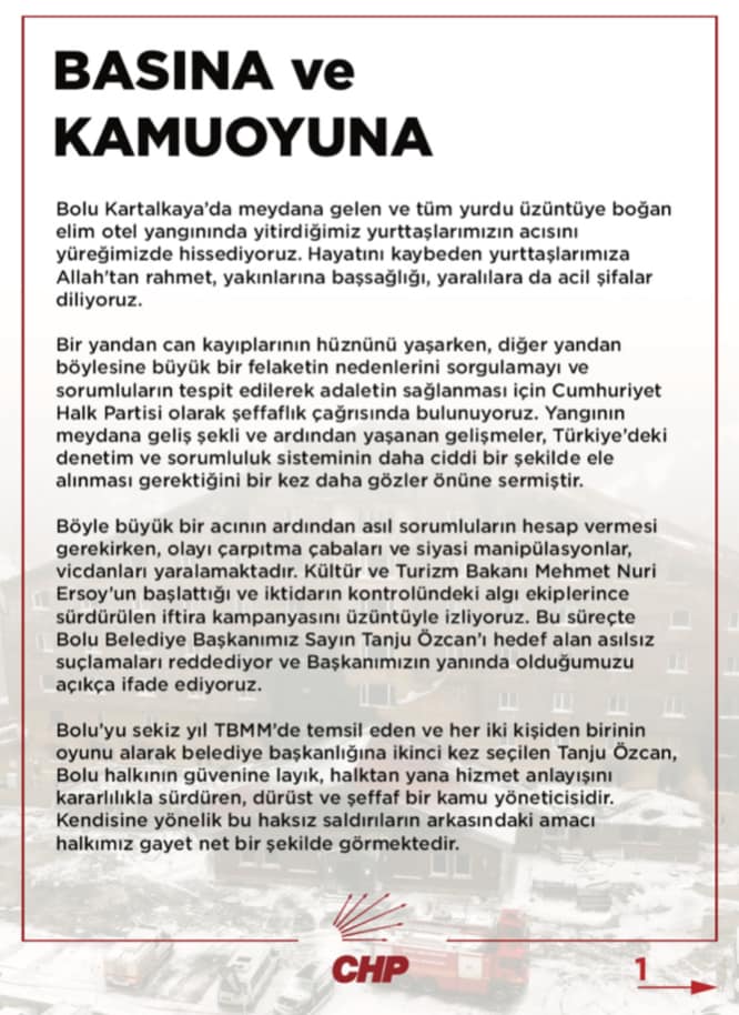 BASINA VE KAMUOYUNA DUYURU